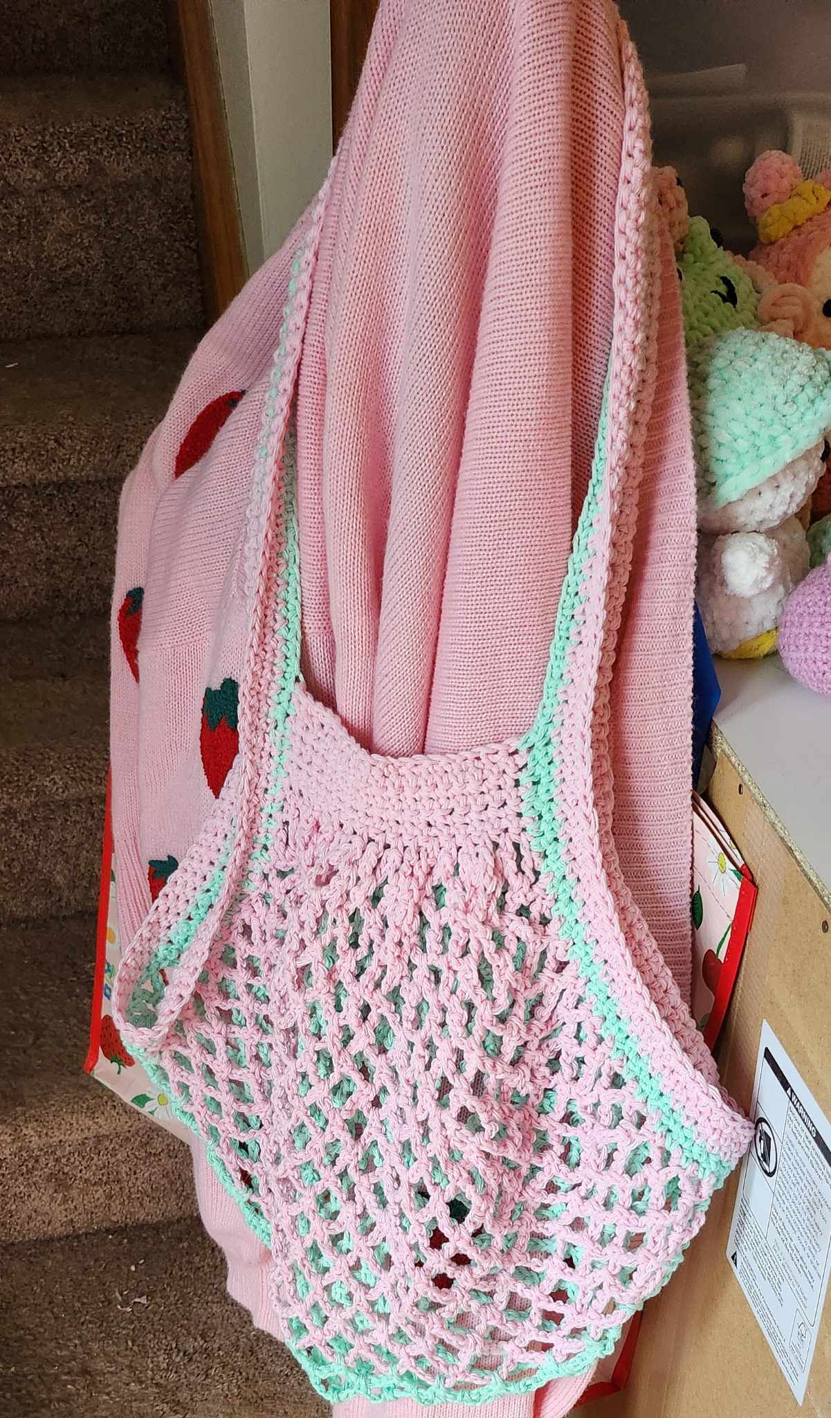 Medium Size Pink & Mint Market Bag
